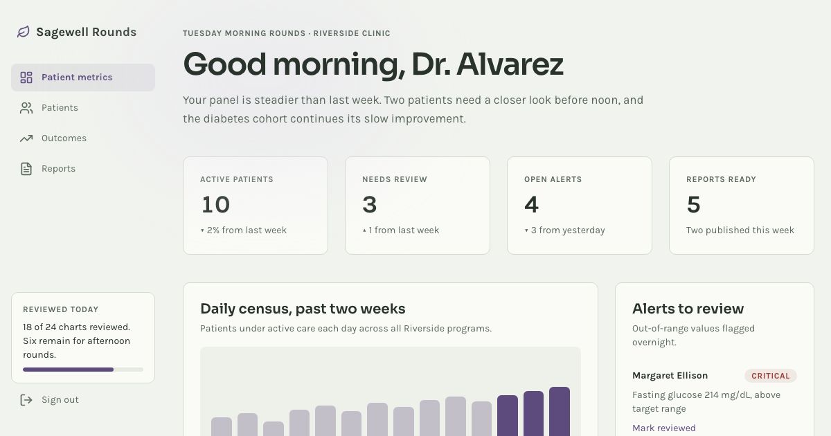 Healthcare Dashboard Template — home page screenshot