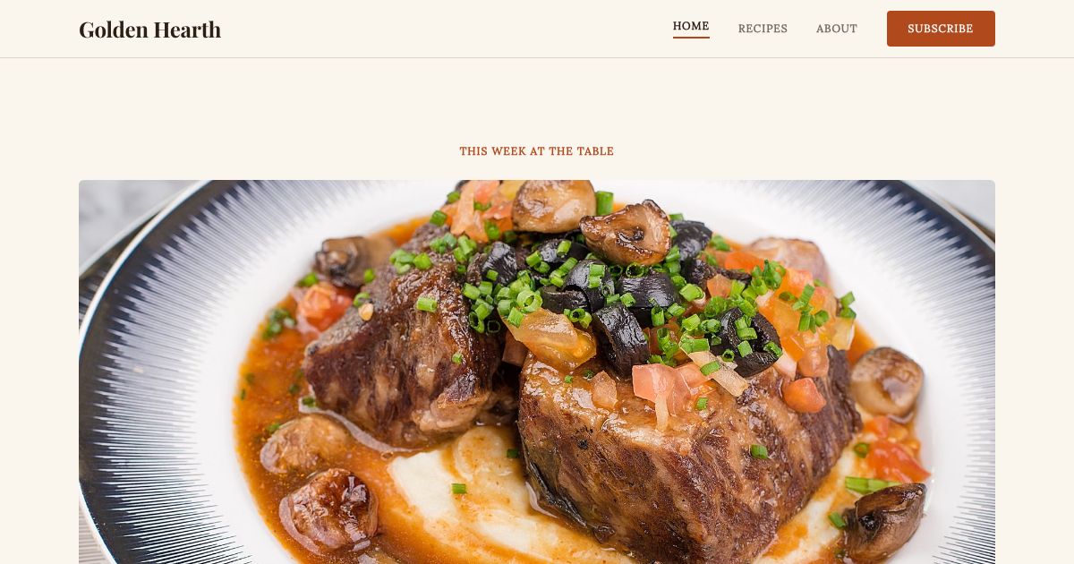Food Blog Template — home page screenshot