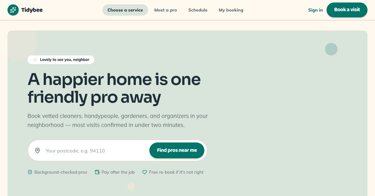 Home Services Booking App Template — home page screenshot