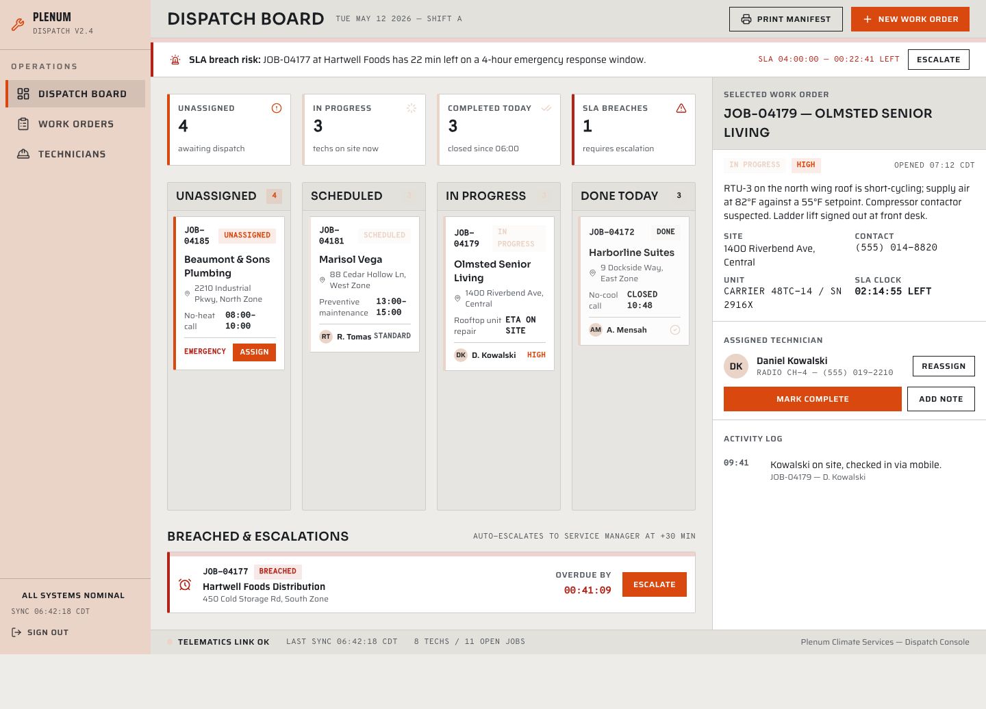 HVAC Dispatch Software Template — full page preview