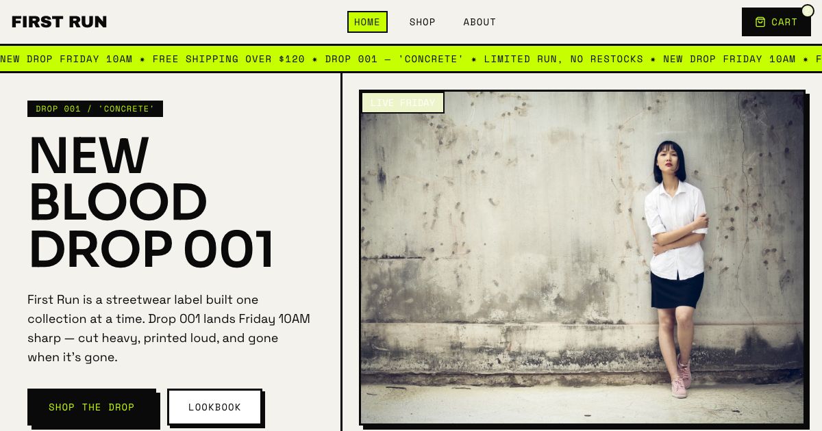 Clothing Brand Website Template — home page screenshot