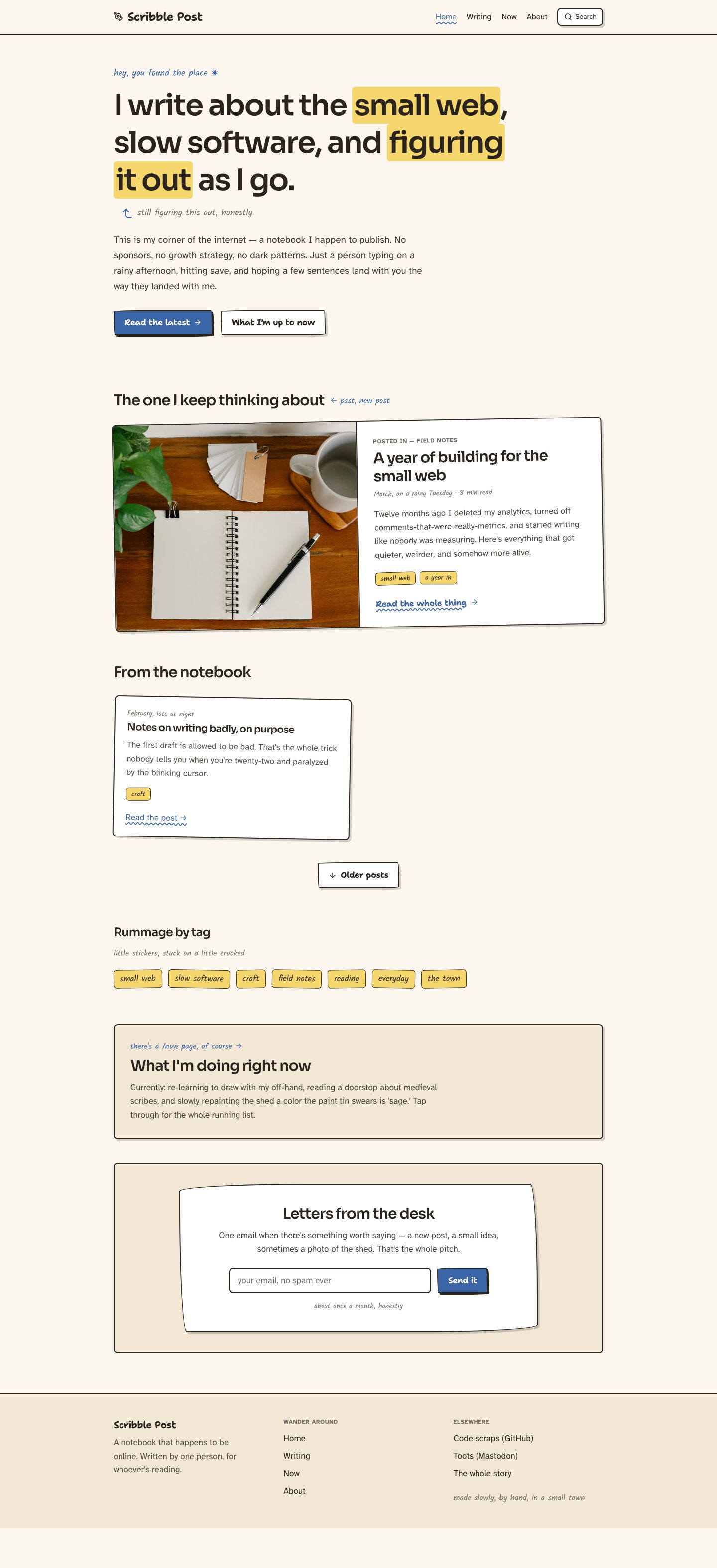 Personal Blog Template — full page preview