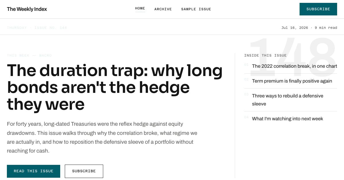 Newsletter Website Template — home page screenshot