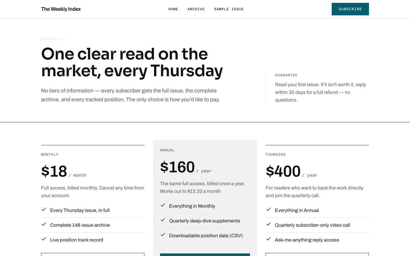 Newsletter Website Template — subscribe page screenshot