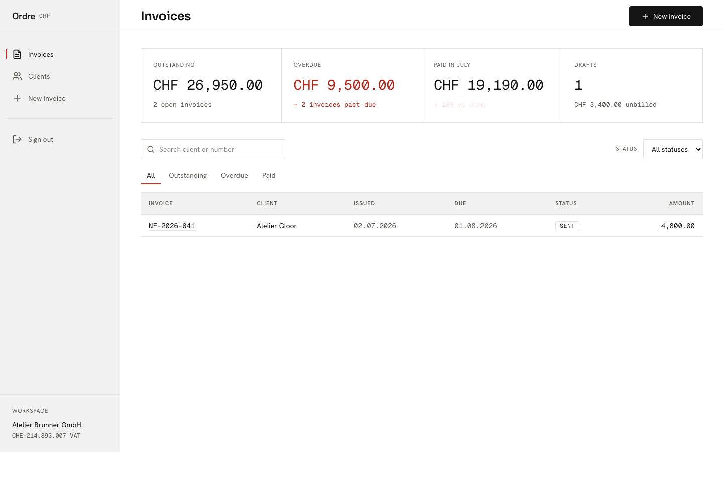 Invoicing App Template — full page preview