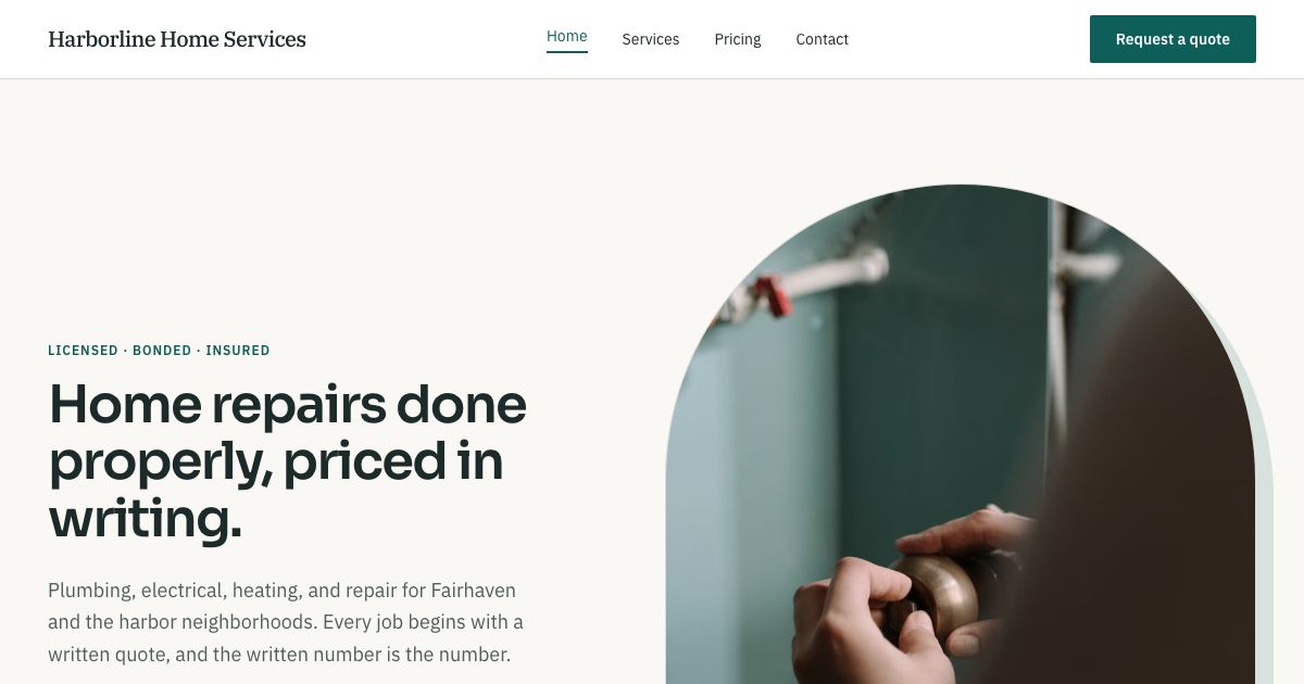 Home Services Website Template — home page screenshot