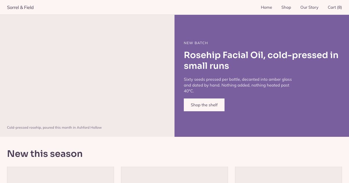 Organic E Commerce And Retail — home page screenshot