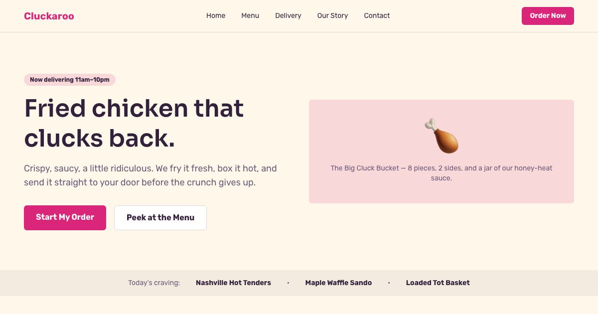 Playful Food And Delivery — home page screenshot